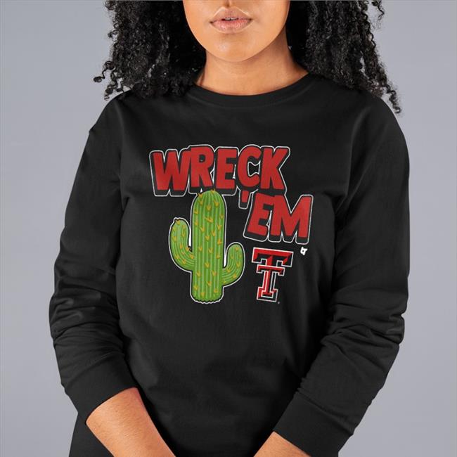 Texas Tech Football Wreck 'Em Cactus Tee Shirt Breakingt Merch