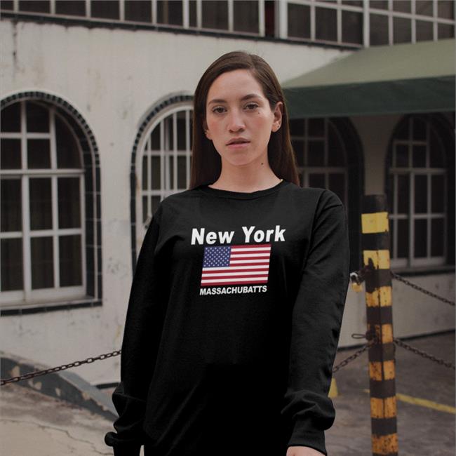 Poorly Translated Shirts New York Massachubatts Flag American Long Sleeve