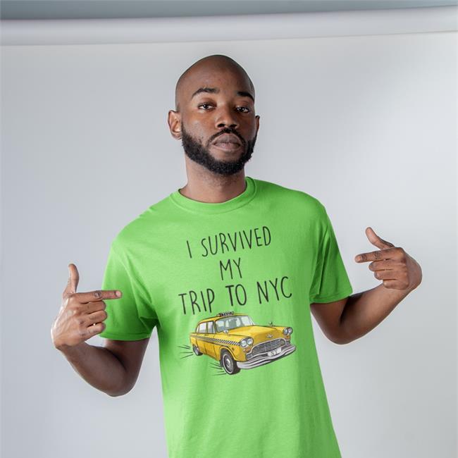 Iso Austin Pit I Survived My Trip To Nyc Yellow Car Taxi Shirts White