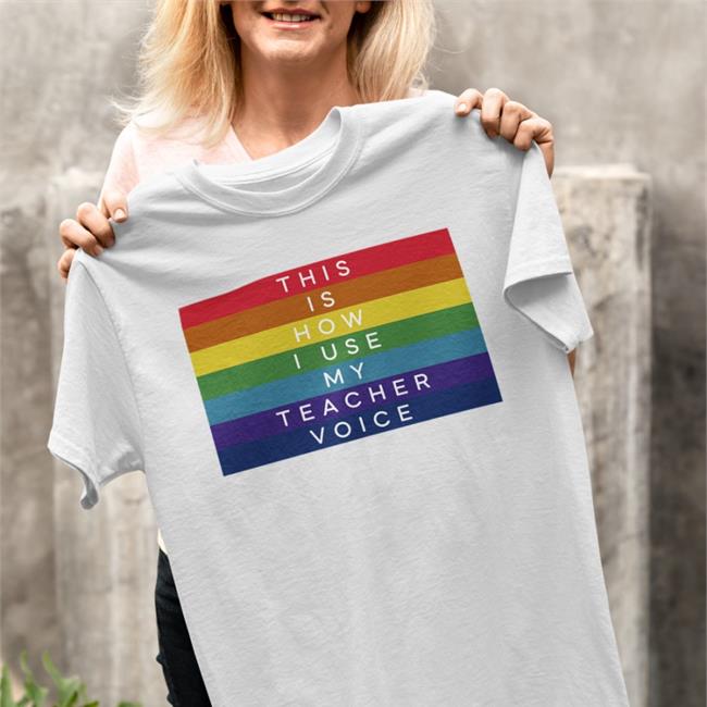 Queer This Is How I Use My Teacher Voice Pride Sweatshirts LGBTQ Community Libs of TikTok Lisa Boothe