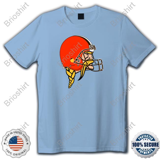 Official Vikings Logo Wearing Browns Logo Tee Shirt