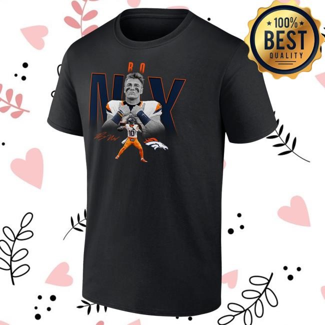 Official Denver Broncos Clothing Men's Bo Nix Black Denver Broncos Humble Shadow Player Graphic Shirts DenverBroncos