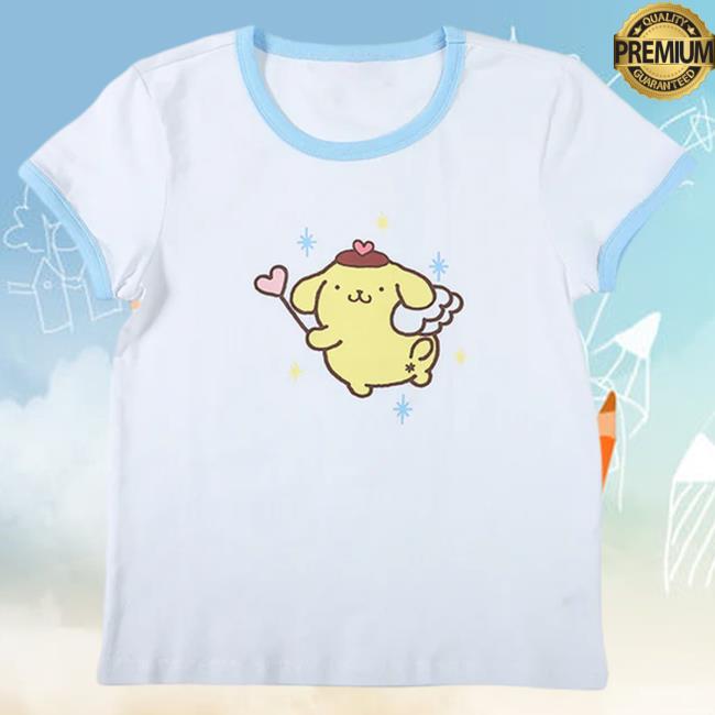 Official Sanrio Apparel Clothing Merch Store Shop Pompompurin X Dumbgood Crop Ringer Attractive Shirt