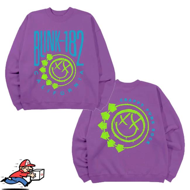 Official Blink 182 Merch Store Abc Smiley Oversized Sweaters Purple Blink182 Shop