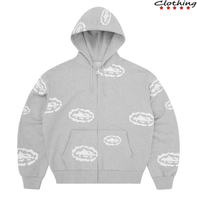 Crtz Island Wreath Zip Pullover Hoodie [Heather Grey] | Corteiz Rules The World