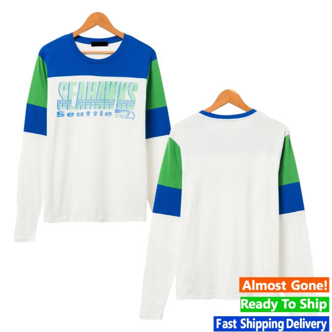 Official Junk Food Apparel Clothing Store Shop Junkfoodclothing Seattle Seahawks Zone Blitz Long Sleeve Tee Shirt Sugar/Liberty/Kelly