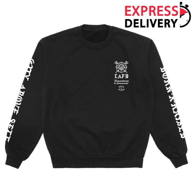 Official Born X Raised Merch Store Shop Born X Raised + Lafd City Above Self Crewneck: Black BornxRaised