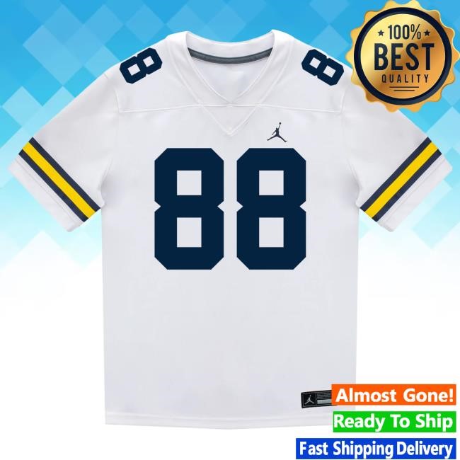The M Den Michigan Wolverines #88 Deakon Tonielli Student Athlete White Football Jersey Shirt