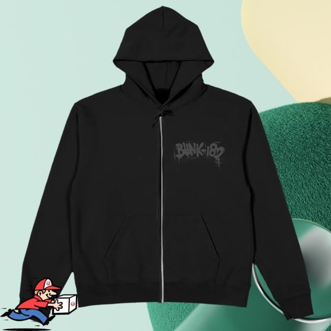 Official Blink 182 Merch Blink-182 Spray-paint Smiley Black Zip Hoody