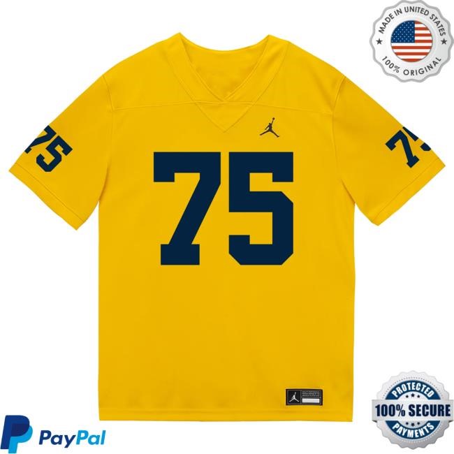The M Den Michigan Wolverines #75 Kaden Strayhorn Student Athlete Maize Football Jersey T Shirt