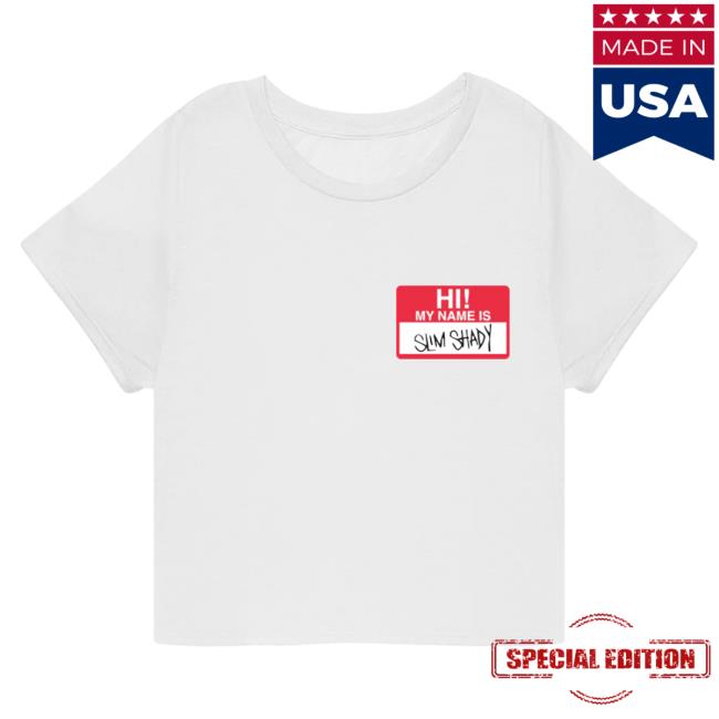 Official Eminem Merch Store Slim Shady Eminem Hi! My Name Is Cropped Popover Shirt Eminem Apparel Clothing Shop SlimShady