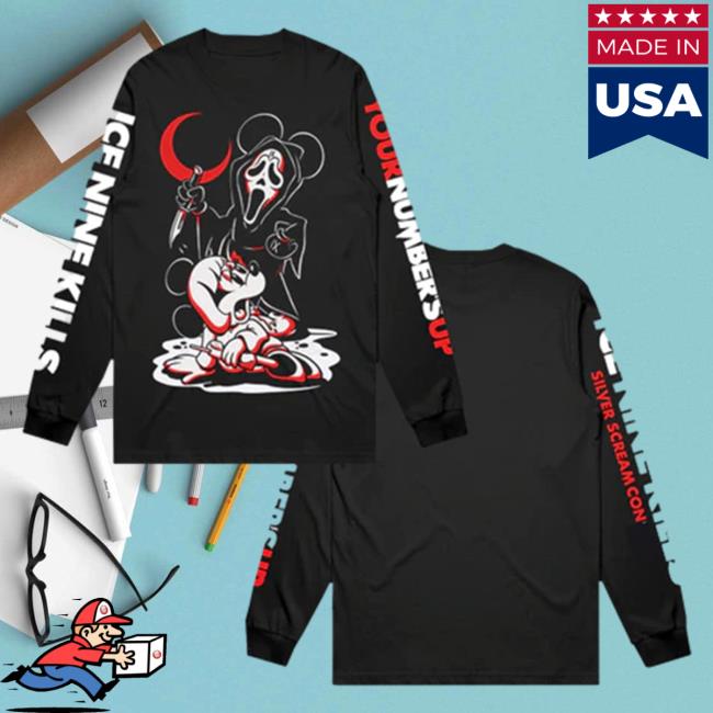 Official Ink Merch Store Ice Nine Kills Silver Scream Con Your Numbers Up Long Sleeve T-Shirt IceNineKills
