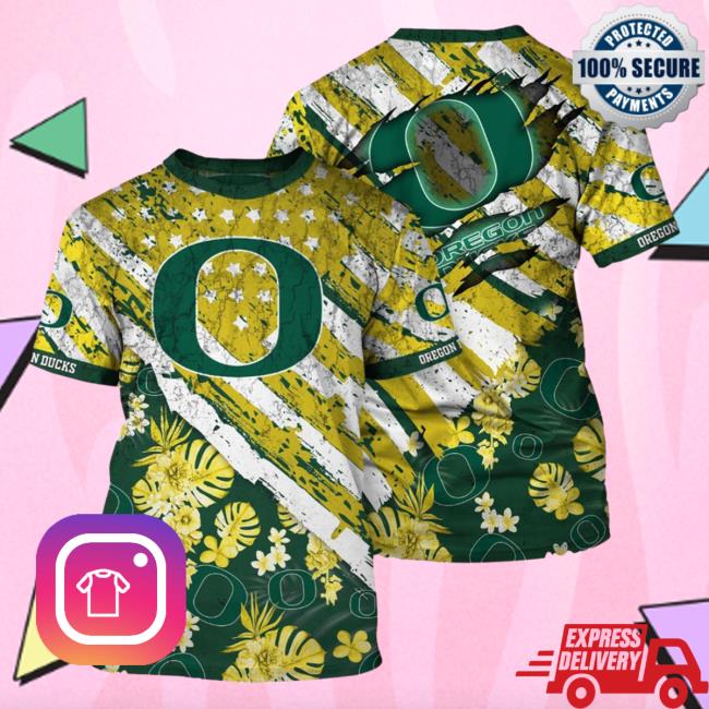Official Banantees Oregon Ducks Tropical Flower Style And Flag All Over Printed 3D Shirt 2023