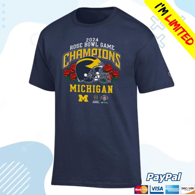 Official Mden Merch Store The M Den Michigan Rose Bowl Champion University Of Michigan Football 2024 Rose Bowl Game Champions Navy Shirts Mden Apparel