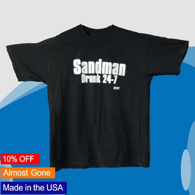 Official ECW Sandman Drunk 24-7 Vintage T-Shirt