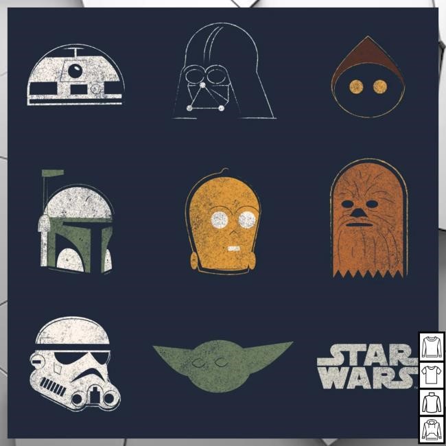 Official Heroes And Villains Store Star Wars Retro Character Tees