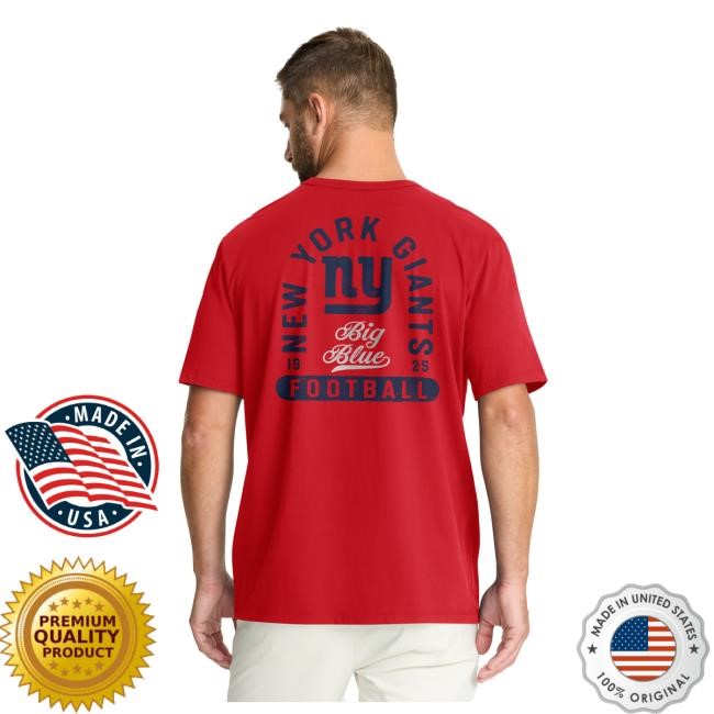 Official New York Giants Bulls Clothing Men's Fanatics Red New York Giants Fluid Motion Legacy T Shirt NewYorkGiants