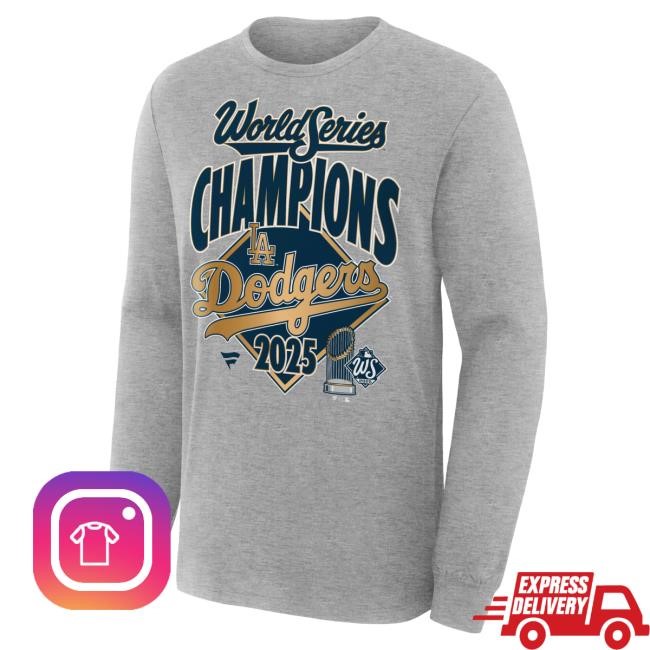 Men's Los Angeles Dodgers Fanatics Steel 2025 World Series Champions Locker Room LongSleeve Official MLB Shop