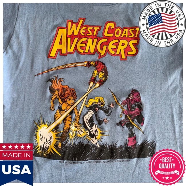 Official 80S Vintage West Coast Avengers Marvel Superhero Tee - Marvel
