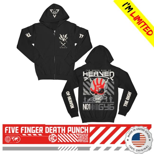 Official Five Finger Death Punch Merch Store Wrong Side of Heaven Anniversary Black Zip Sweatshirts Five Finger Death Punch Clothing Shop