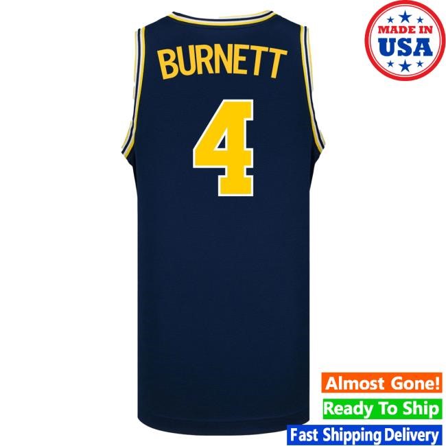 Michigan Wolverines #4 Nimari Burnett Student Athlete Blue Basketball Jersey Tee | The M Den Official Merch Store Shop