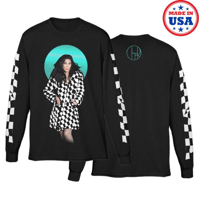 Official Merch Bar Cher Checkered Trench Coat Photo Long Sleeve Shirt MerchBar
