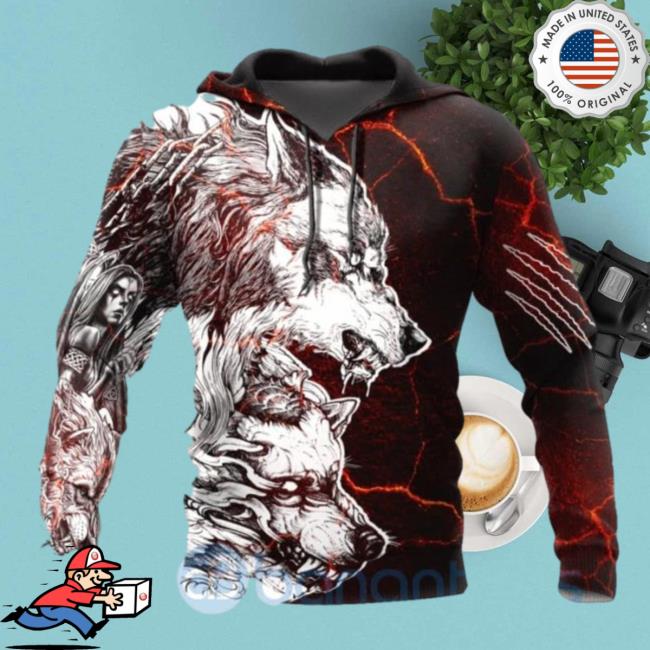 Official Banantees Wolf Thunder Red All Over Printed 3D Hoody