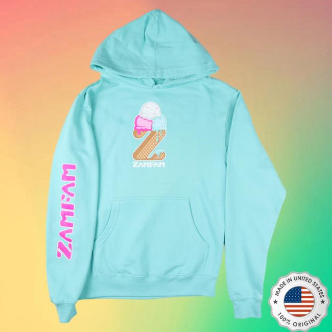 Official Rebecca Zamolo Merch Store Ice Cream Zamfam Crew neck Sweatshirt Teal RebeccaZamolo Shop
