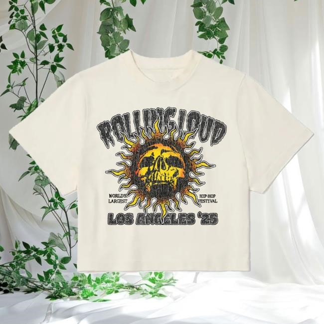 Official Rolling Loud Merch Store Shop Rolling Loud RL LA 25 Sun Cream Crop Top Shirt RollingLoud