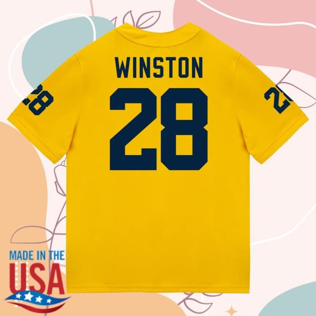 Michigan Wolverines #28 Kainoa Winston Student Athlete Maize Football Jersey Shirt The M Den Shop Official