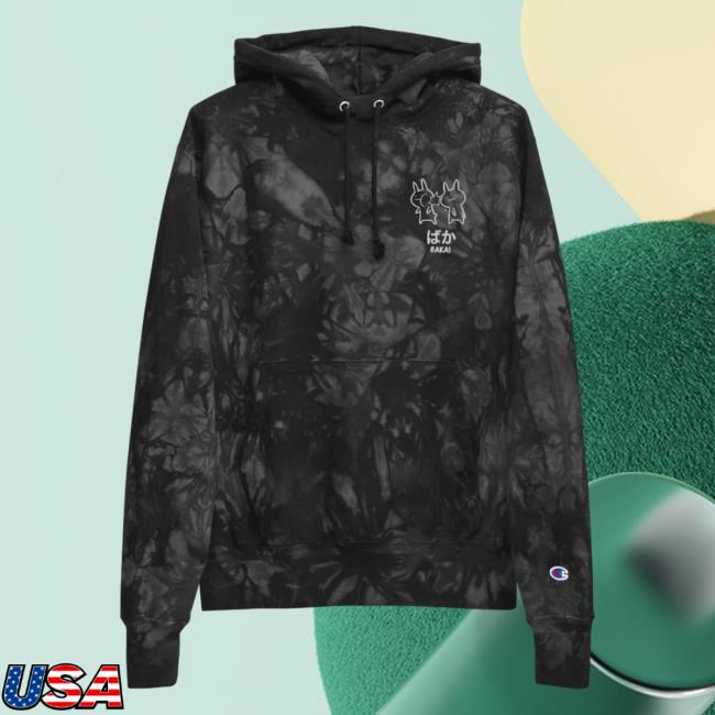 Official Yujin Clothing x Champion Baka! Tie Dye Hooded Sweatshirt Black