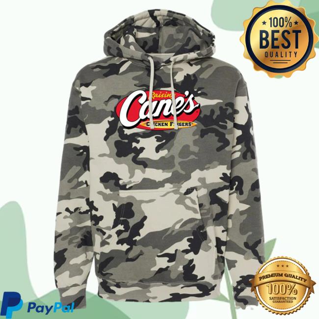 Official Canes Merch Store Raising Cane's Gear Comfy Camo Popover Sweatshirt Snow Camo Canes Apparel Clothing Shop
