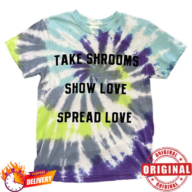 Official My Name Is Griz Merch Shop Take Shrooms, Show Love Lime Sky Twist Tie Dye T-Shirt MynameisGriz Store Tie-Dye