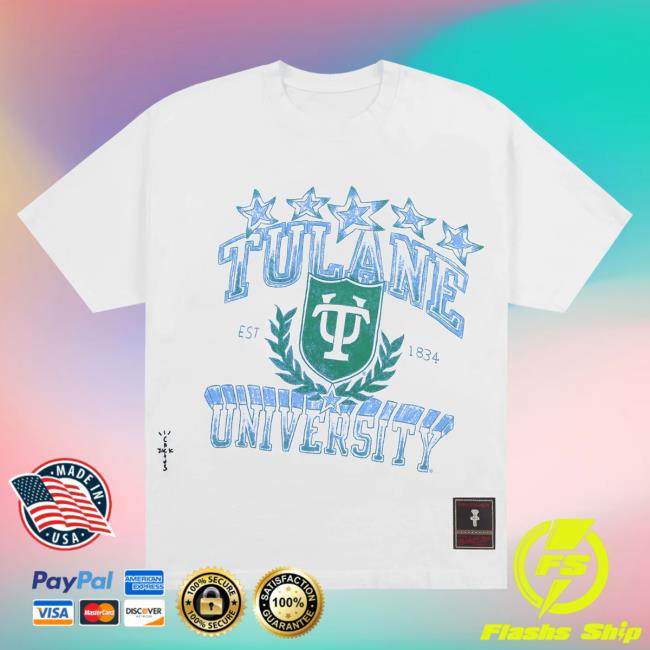 Official Travis Scott Utopia Merch Store CJ X M&N X TULANE UNIVERSITY HANDDRAWN New Shirt Travis Scott Apparel Clothing TravisScott