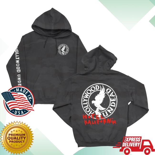 Hollywood Undead Merch Store Hotel Kalifornia Circle Logo Attractive Hoodie Black Camo HollywoodUndead