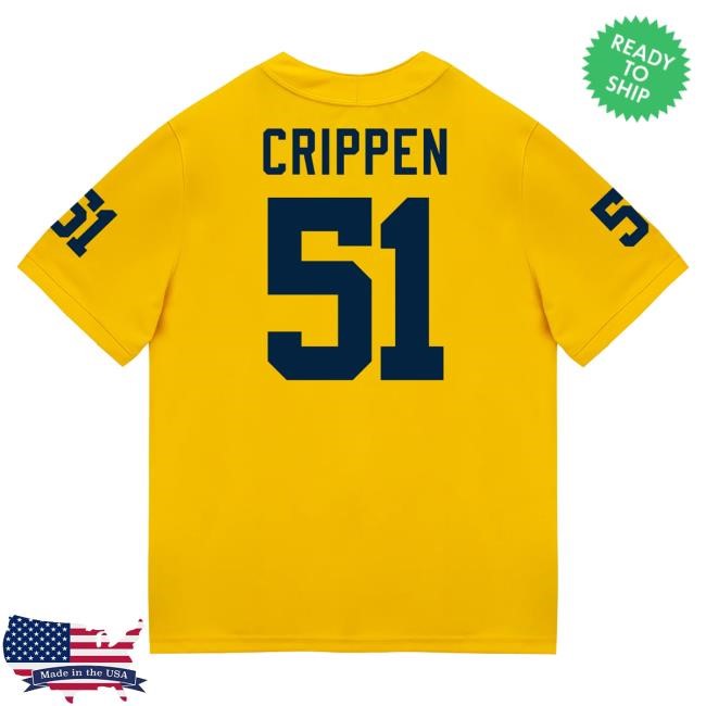 Michigan Wolverines #51 Greg Crippen Student Athlete Maize Football Jersey Top Shirt The M Den Shop