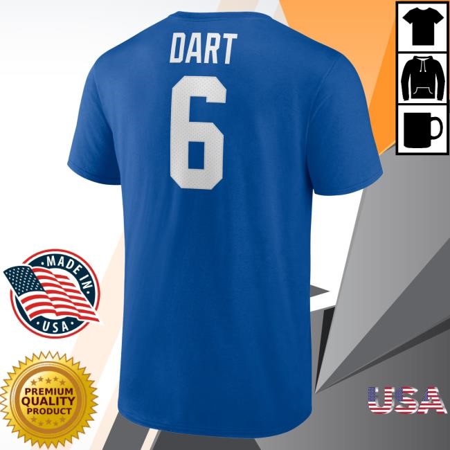 Official New York Giants Bulls Store Men's Jaxson Dart Royal New York Giants Icon Player Name & Number Shirt NewYorkGiants