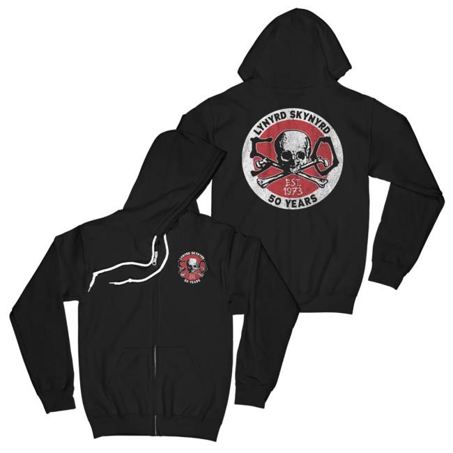 Official – Lynyrd Skynyrd Merch Store 50 Years Zip Up Hooded Sweatshirt – Lynyrd Skynyrd Store