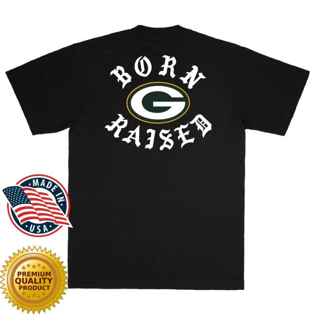 Official Born X Raised Merch Store Born X Raised + Packers Classic Tshirt: Black By Bxr Sport + NFL