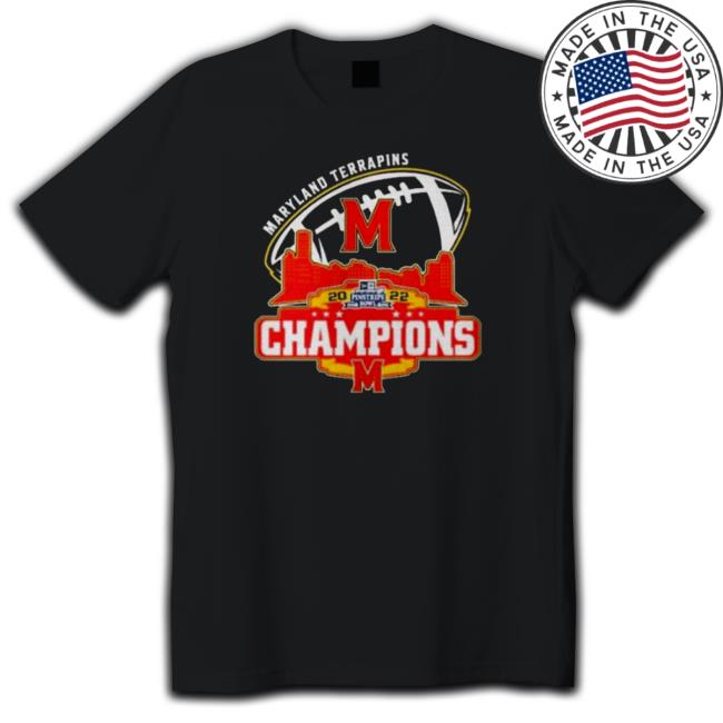 Maryland Terrapins Logo Pinstripe Bowl City 2022 Champions Tee Shirts