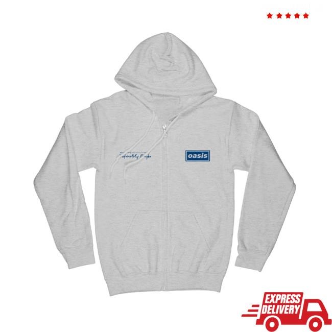 Oasis Merch Logo Tracklist Grey Zip Hoodie Oasis Shop