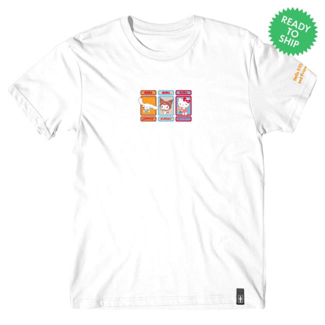 Official Sanrio Apparel Clothing Kuromi Merch Hello Kitty And Friends X Girl White Trio Tees (Woodland Wonder) Sanrio Shop Store