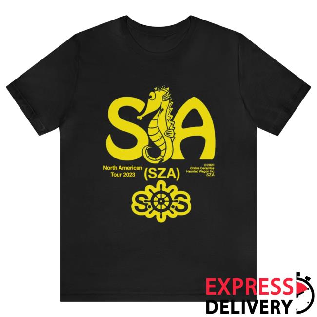 Official SZA Black SOS Seahorse North America Tour Shirt 2024