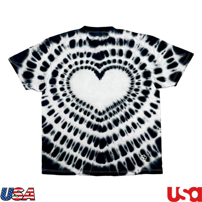 Official The Tie Dye Company Black Heart Spiral Tie Dye Top Shirt