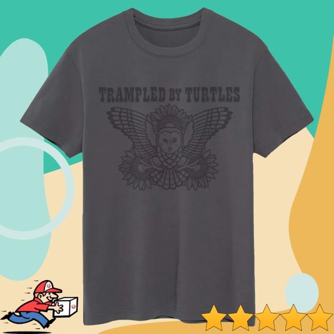 Official Trampled By Turtles Merch Sunflower Owl Hooded Sweatshirt - Slate