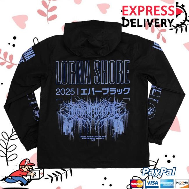 Official Lorna Shore Merch Lorna Shore Everblack Windbreaker Jacket Hoody Lorna Shore Band