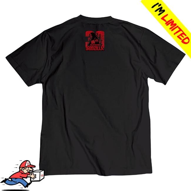 Official Godzilla Merch Store Godzilla vs. Destoroyah 30th Anniversary Scene Illustration Top Shirt 4 (Godzilla Jr.) Black