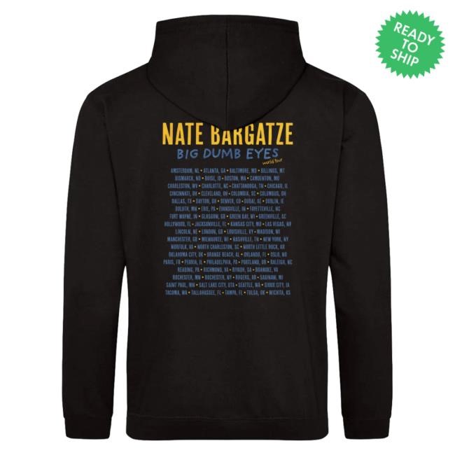 Official Nate Bargatze Merch Big Dumb Eyes Tour Black Hoody
