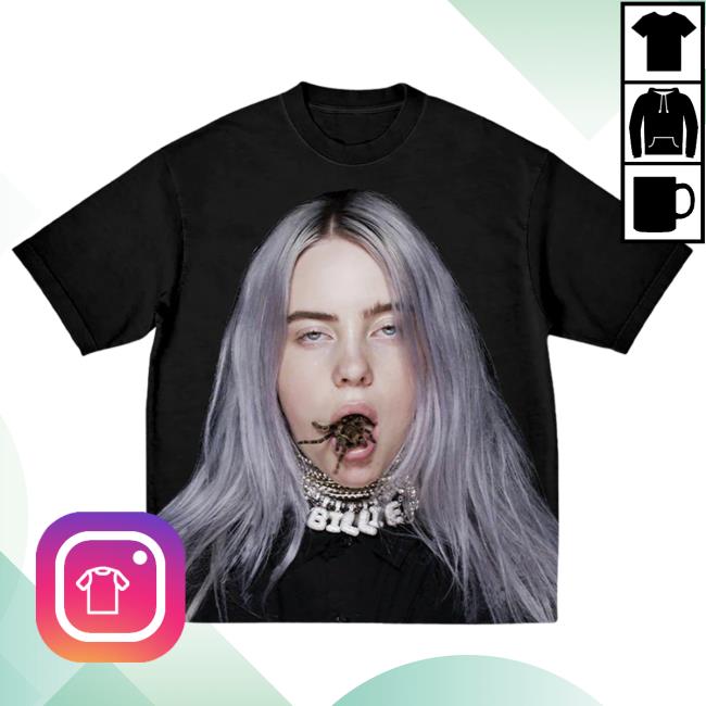 Official Interscope Records Billie Eilish Merch Store Billie Eilish Tarantula Mouth Shirts Billie Eilish Apparel Clothing Shop