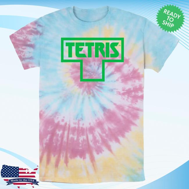 Official Kohls Apparel Clothing Store Shop Merch Licensed Character Tetris Green Logo Tie Dye Shirt